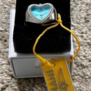 NIB Invicta Angel Women's Silver Blue Heart Shaped Ring Watch